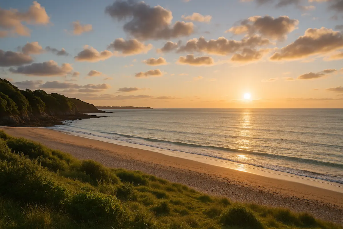 météo ensolleilé en bretagne durant un couché de soleil